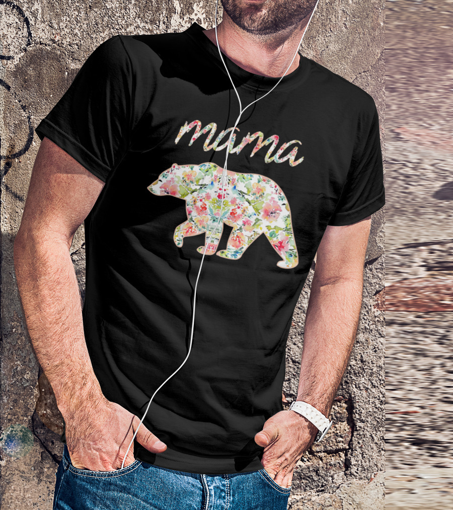 Mama Bear Floral Pattern With Colorful Flowers T-Shirt