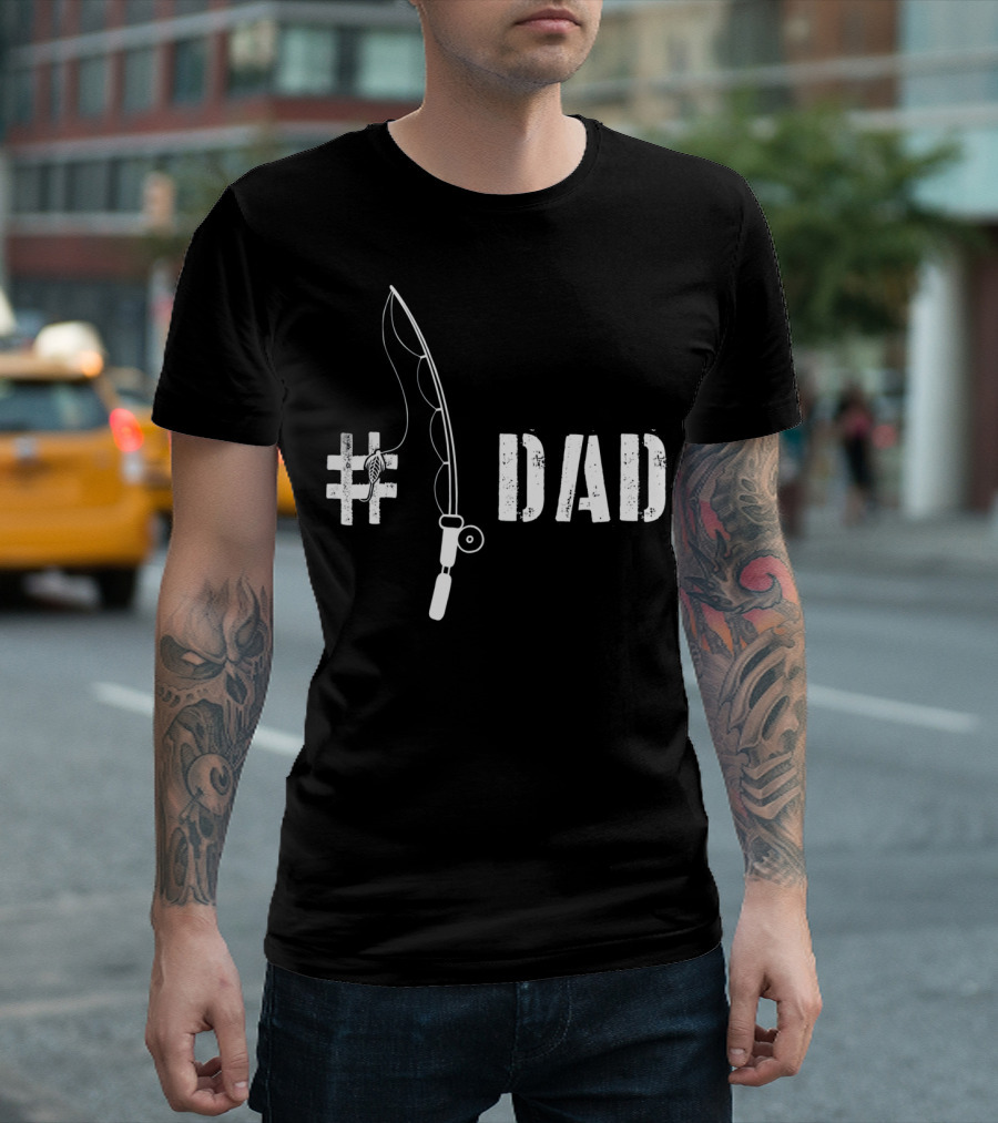 1 Dad Fishing Daddy Fat Funny Fisherman T-Shirt