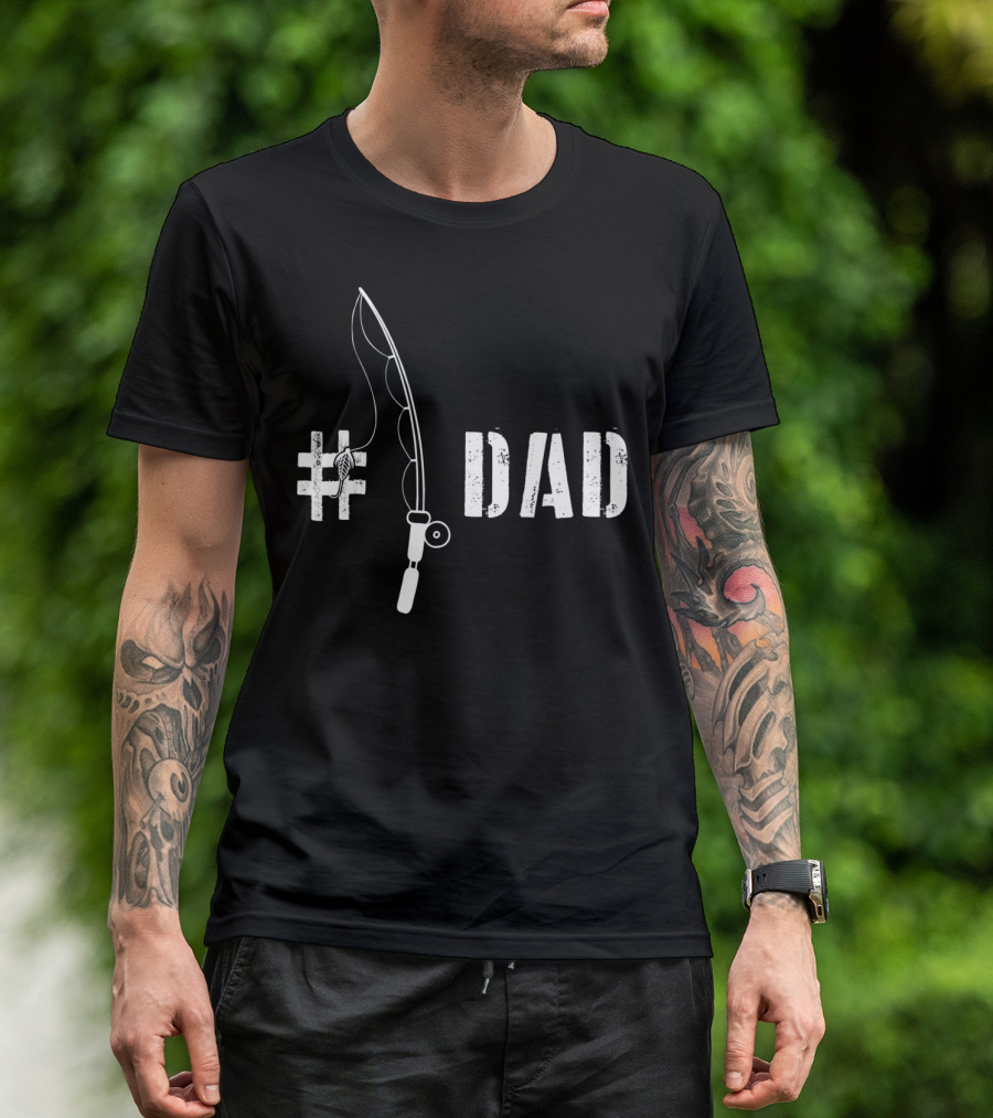 1 Dad Fishing Daddy Fat Funny Fisherman T-Shirt