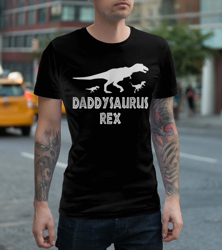 Mens Daddysaurus Rex Funny Dinosaur Dad Father's Day T-Rex T-Shirt