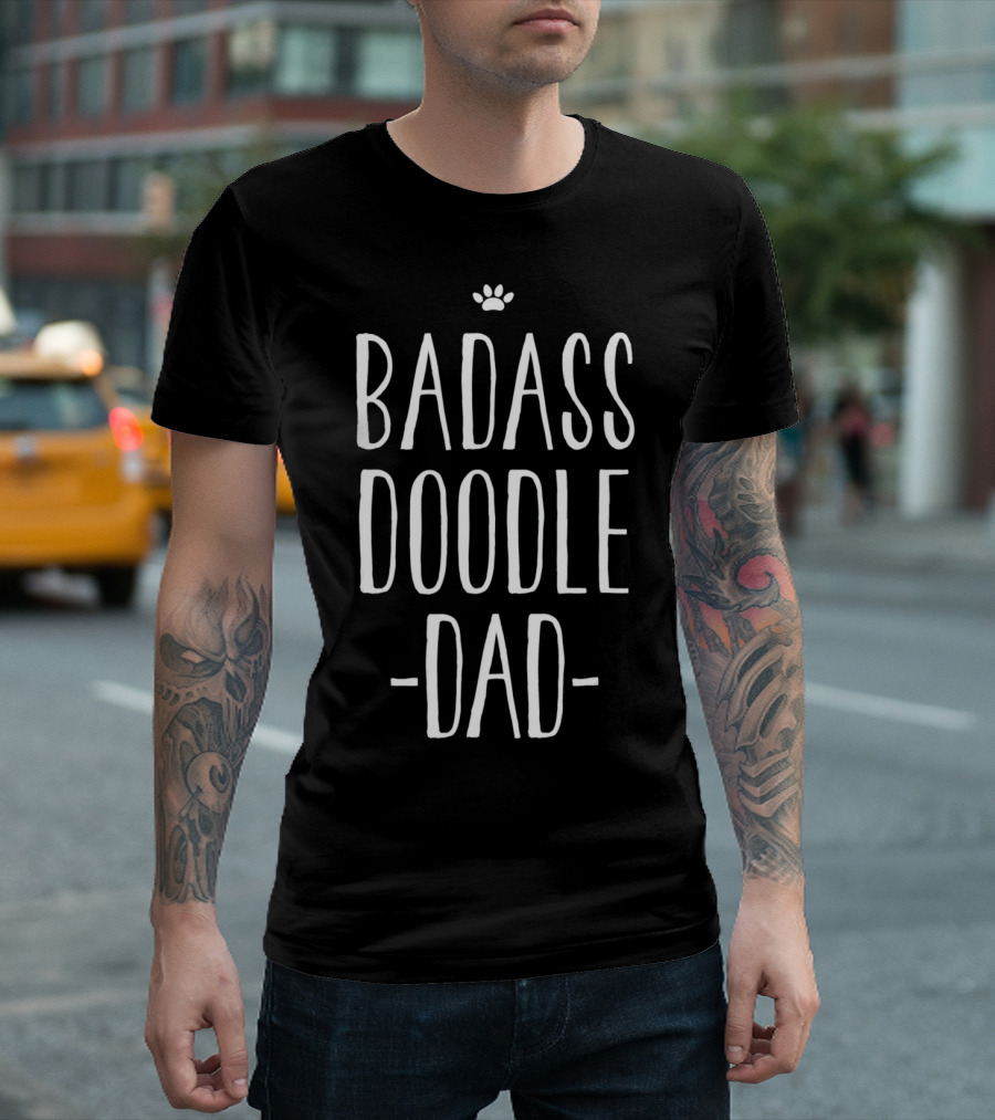 BADASS DOODLE DAD Paw Prints T-Shirt
