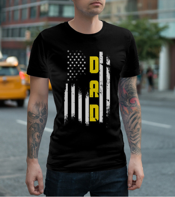 Thin Gold Line Flag Dad 911 Dispatcher Father's Day T-Shirt