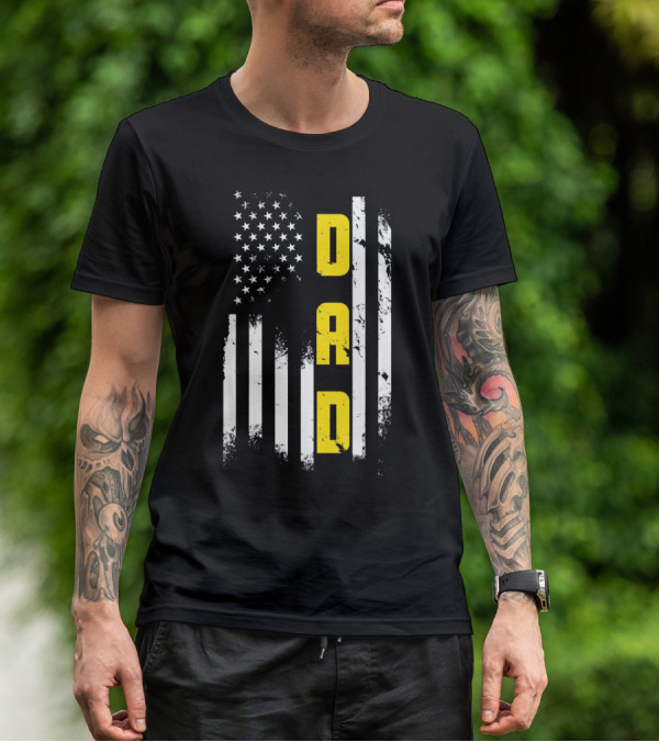 Thin Gold Line Flag Dad 911 Dispatcher Father's Day T-Shirt