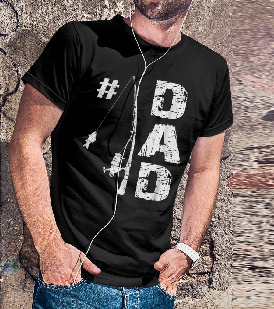 1 Dad Fishing Rod Catching Fish T-Shirt