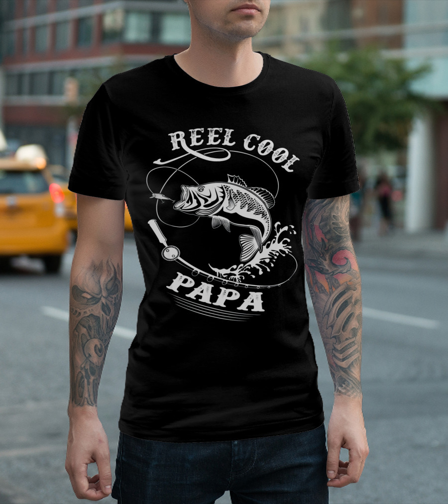 Reel Cool Papa Bass Fishing Rod Splash Enthusiast T-Shirt