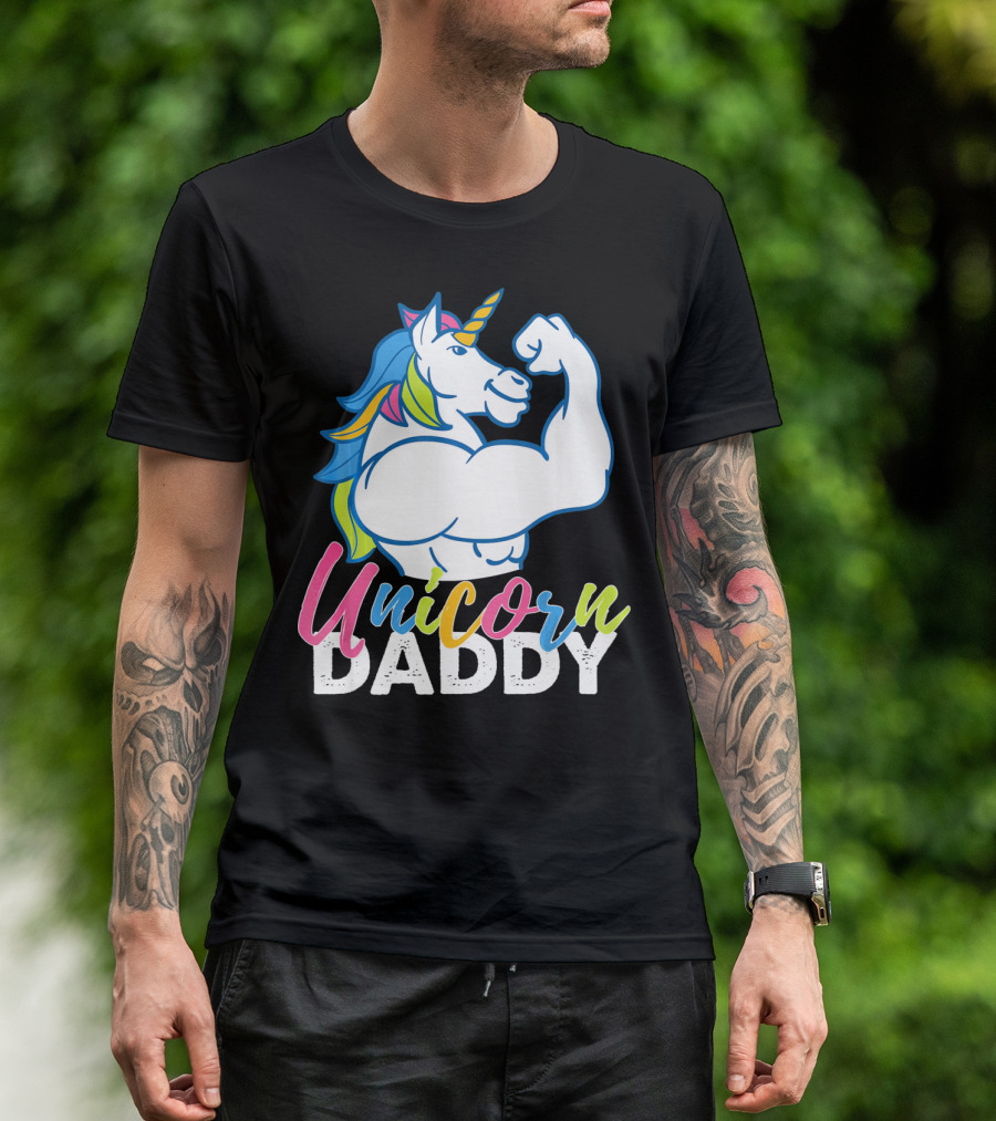 Unicorn Daddy Funny Gym Magic Bodybuil T-Shirt