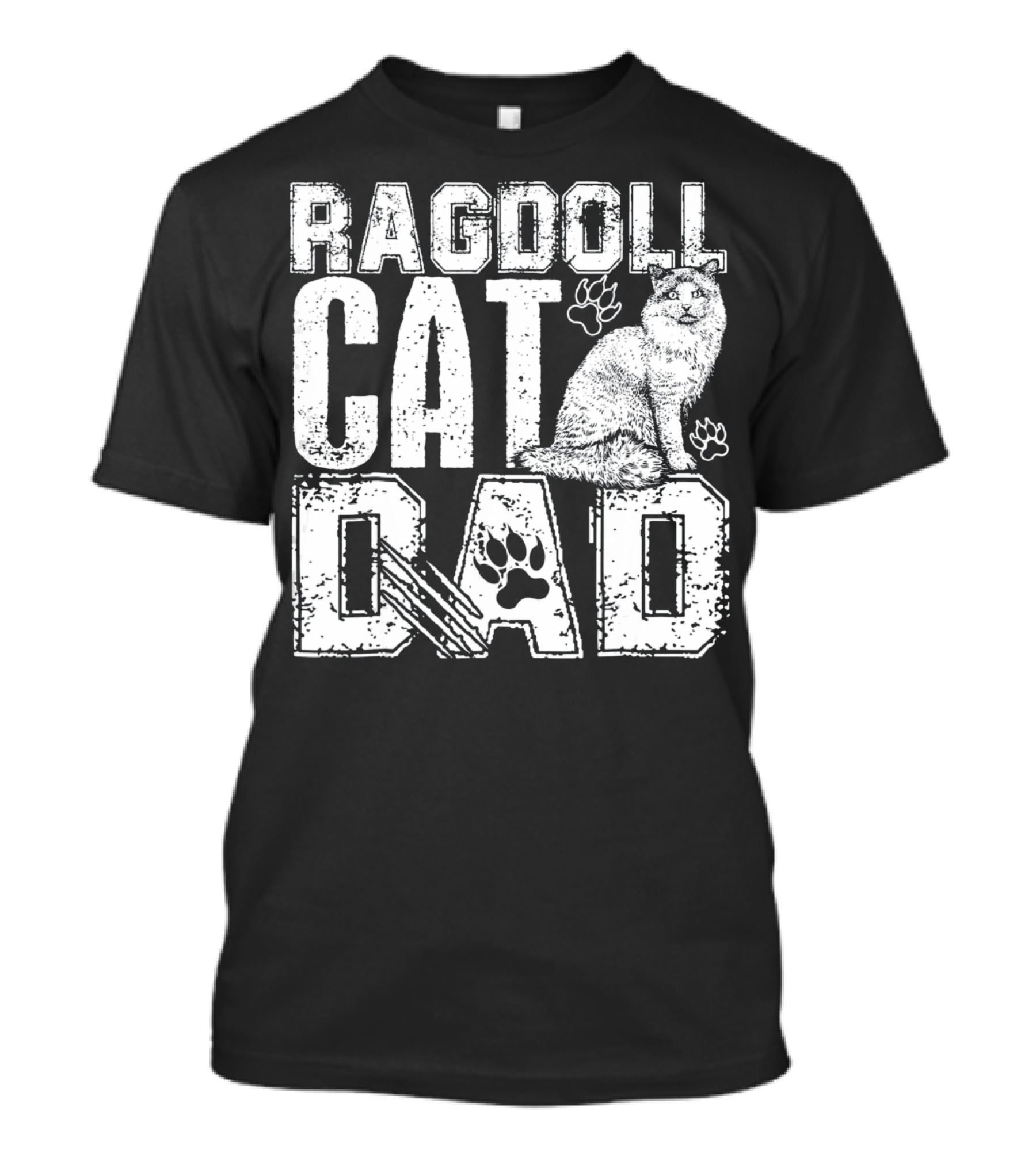 Ragdoll Cat Dad Cat Paw Prints T-Shirt