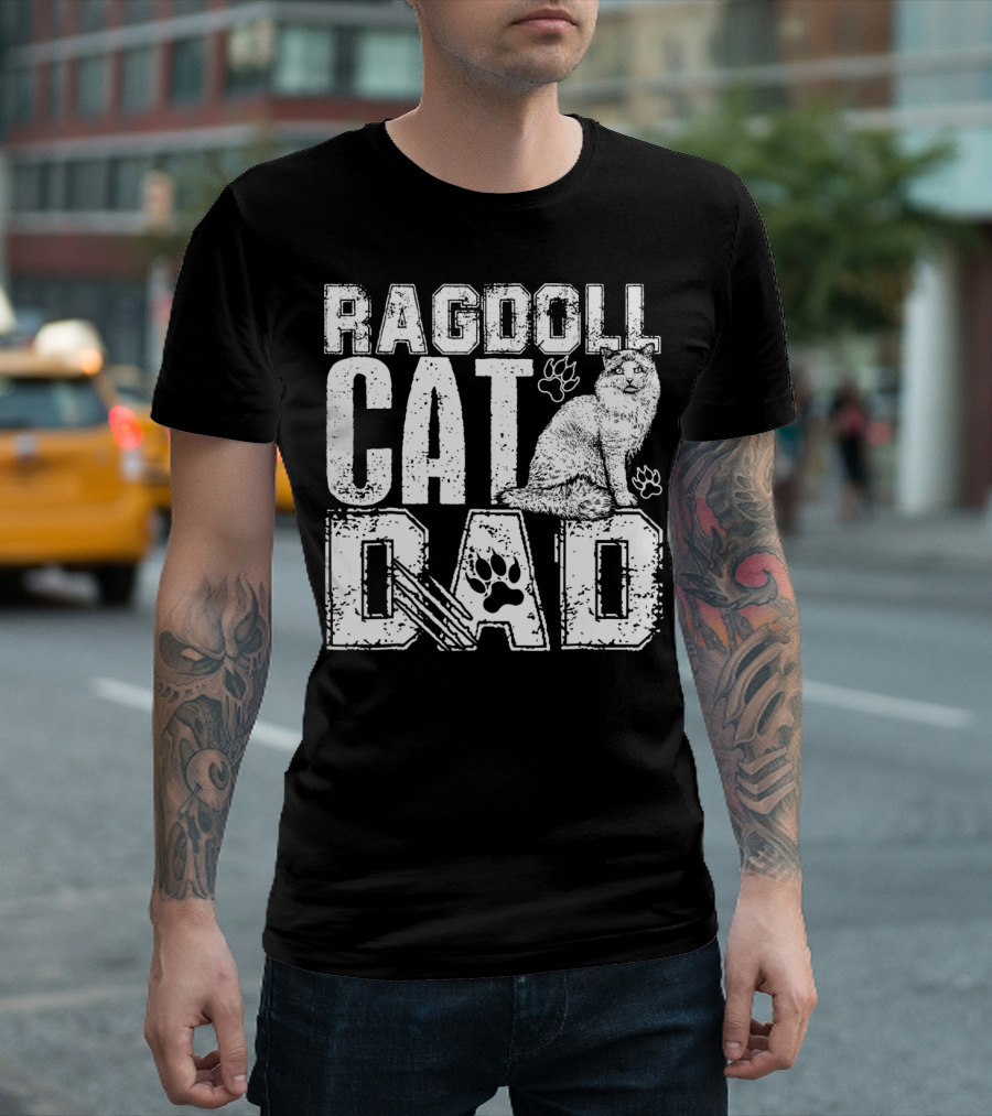 Ragdoll Cat Dad Cat Paw Prints T-Shirt