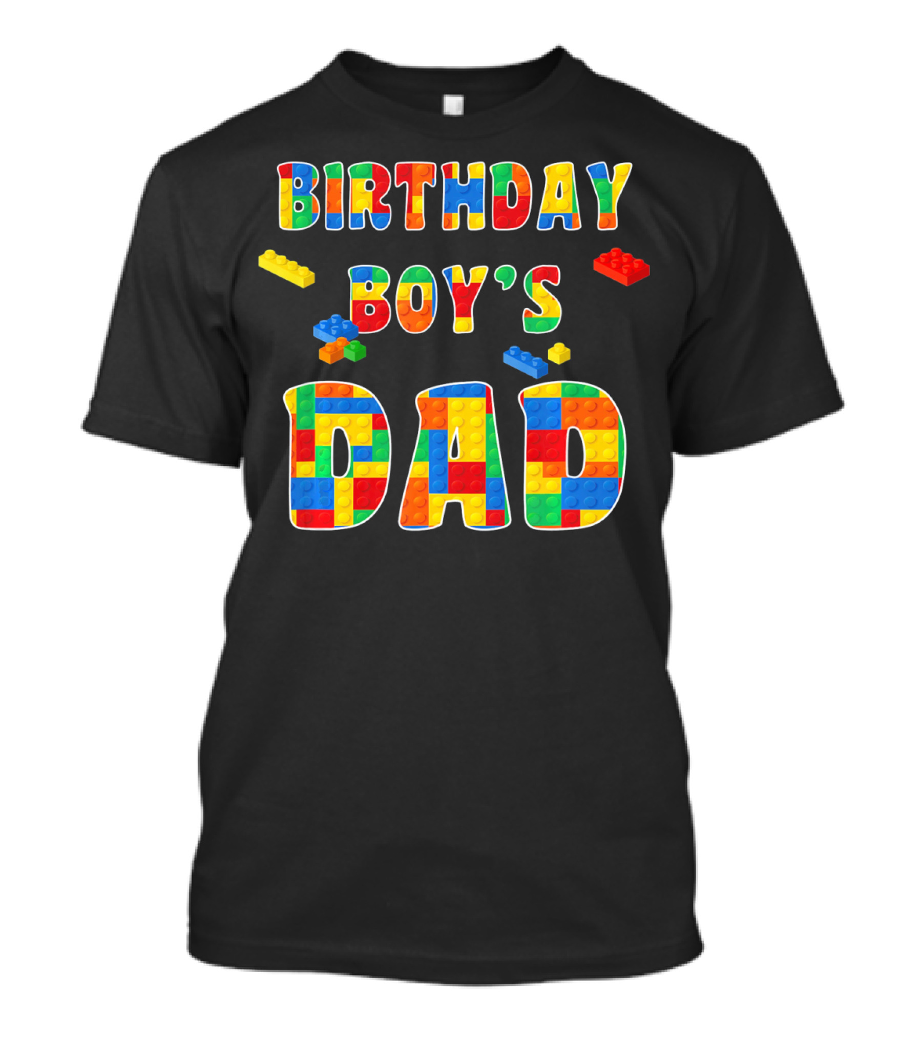 Birthday Boy's Dad With Colorful Building Blocks T-Shirt