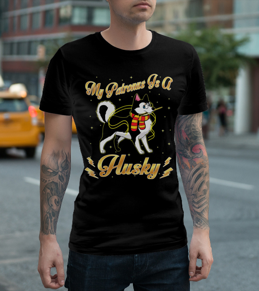 My Patronus Is A Husky Wizard Dog Frederick Scarves Spells Magic T-Shirt