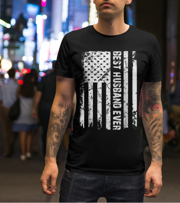 Best Husband Ever Distressed American Flag T-Shirt