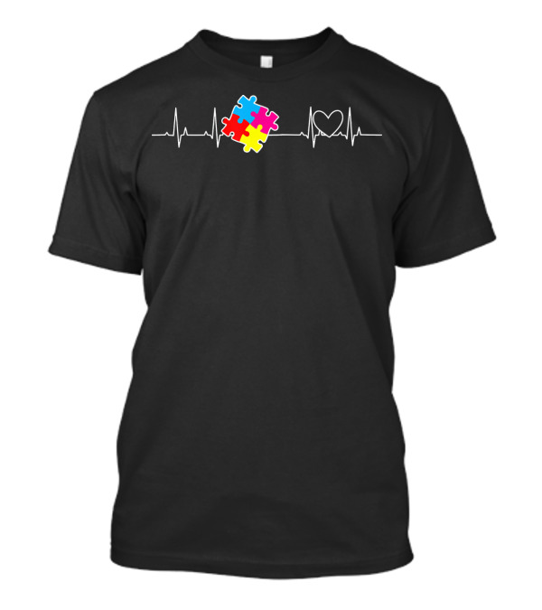 Puzzle Heartbeat Autism Awareness T-Shirt