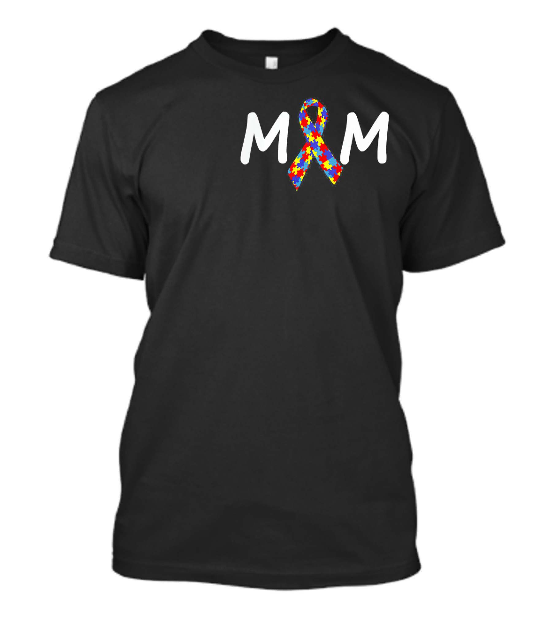 MOM Puzzle Ribbon Autism Awareness T-Shirt