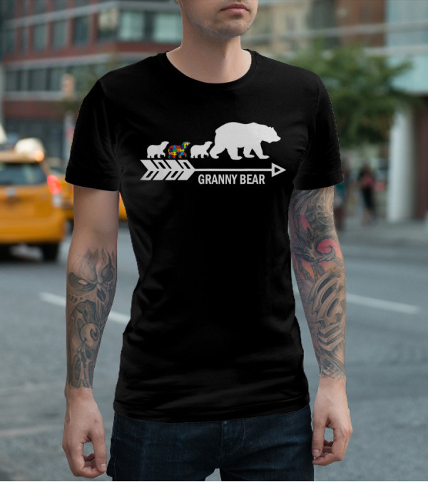 Granny Bear Autism Awareness Bear Family Arrow T-Shirt