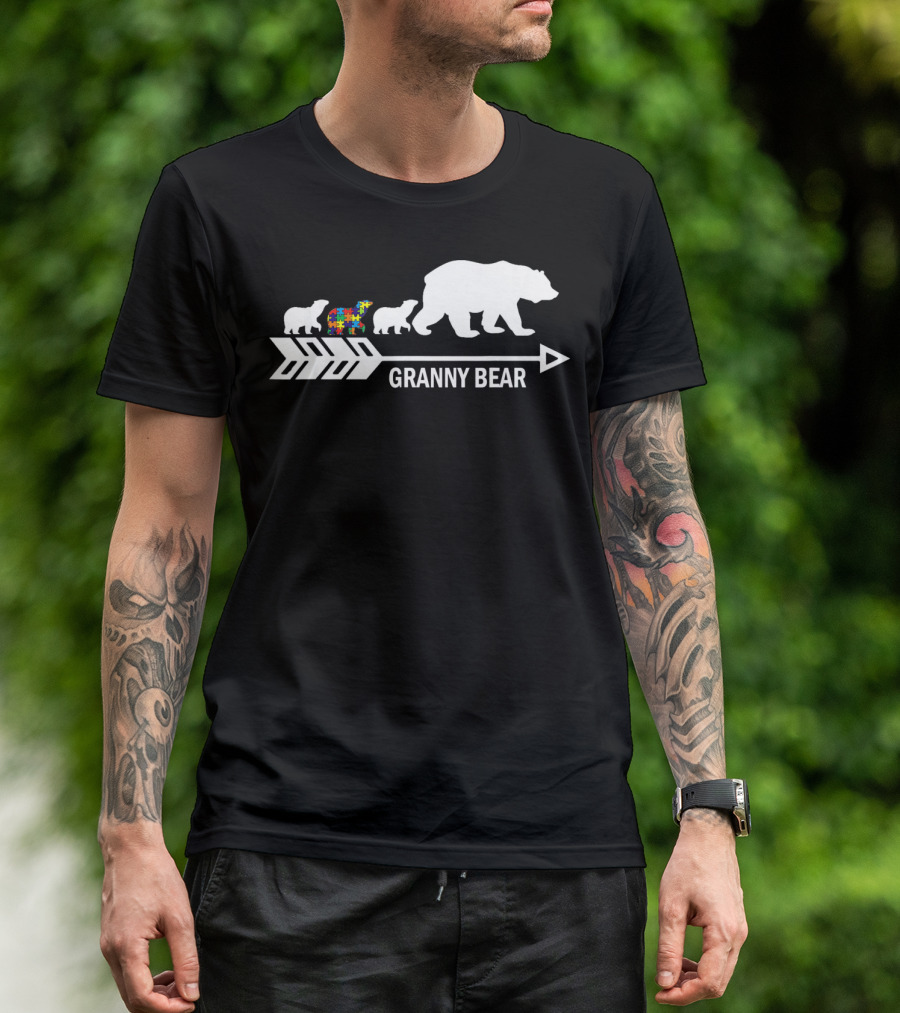 Granny Bear Autism Awareness Bear Family Arrow T-Shirt