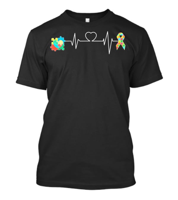 Autism Support Awareness Puzzle Heartbeat T-Shirt
