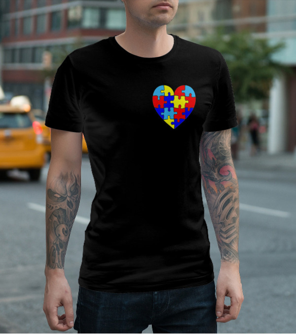 Autism Awareness Heart Love Parent Puzzle T-Shirt
