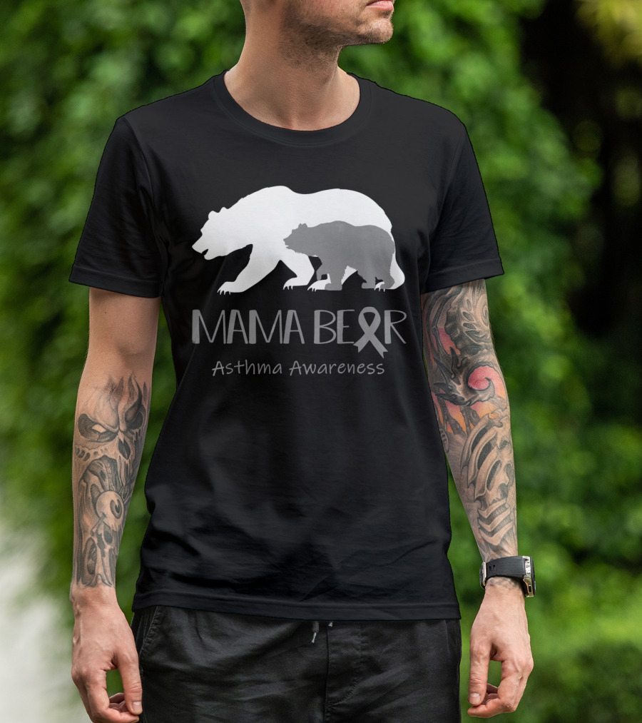 Mama Bear Asthma Awareness Ribbon T-Shirt