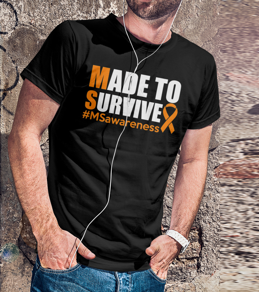 Made To Survive MS Awareness Ribbon Hashtag T-Shirt