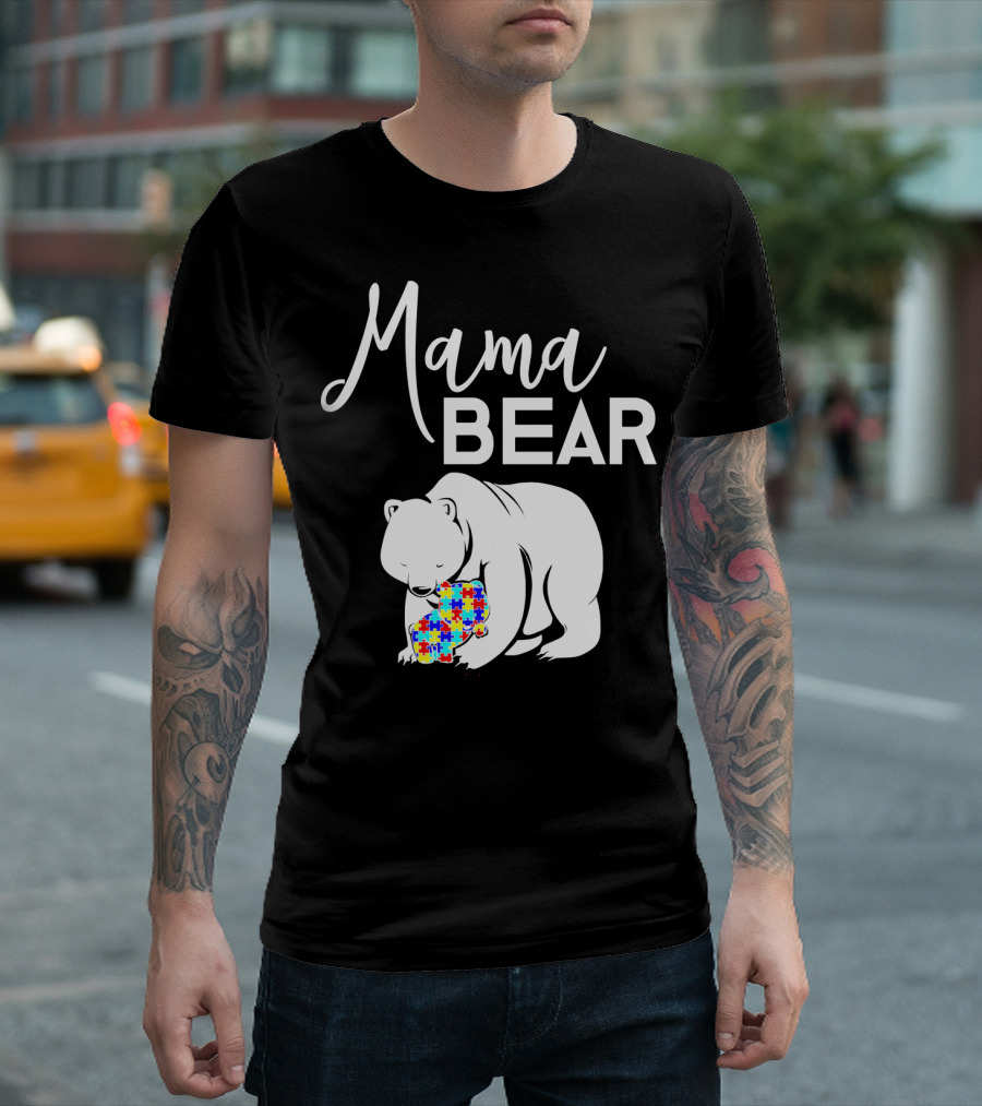 Mama Bear Autism Puzzle Heart T-Shirt