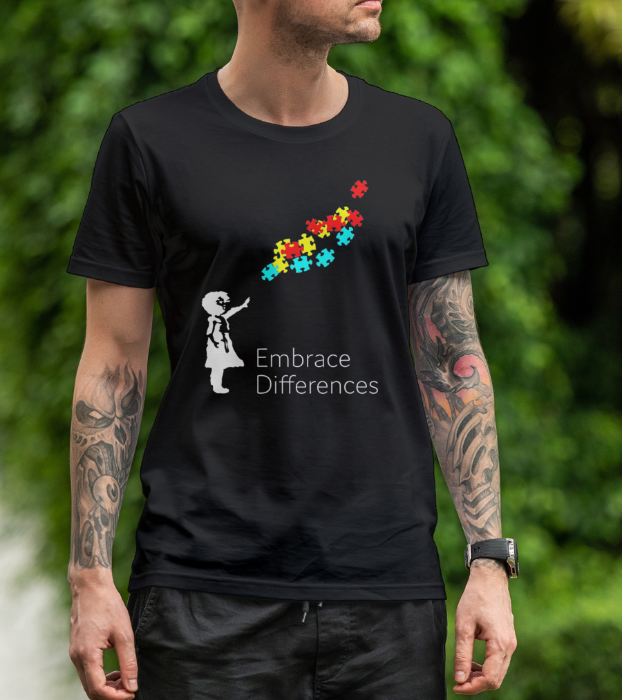 Embrace Differences Autism Puzzle Piece Awareness T-Shirt