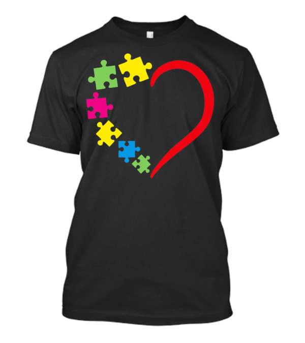 Love Ribbon Heart Puzzle Autism Awareness T-Shirt