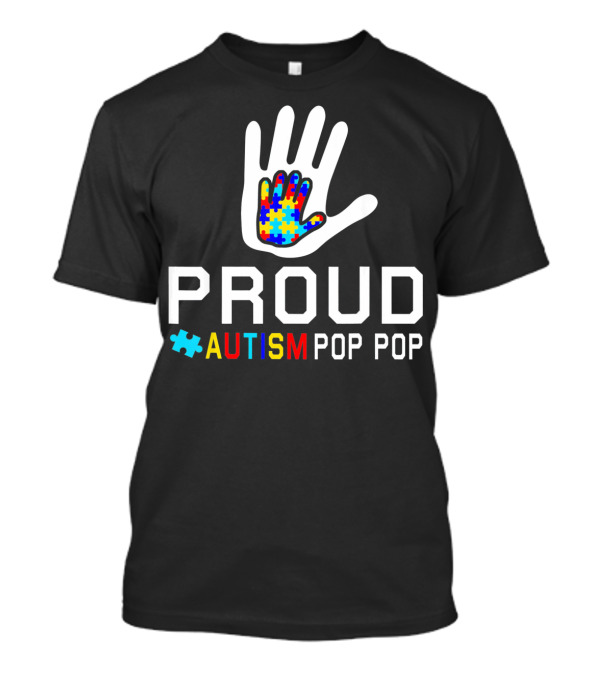 Proud Autism Pop Pop Autism Awareness Puzzle Hand T-Shirt