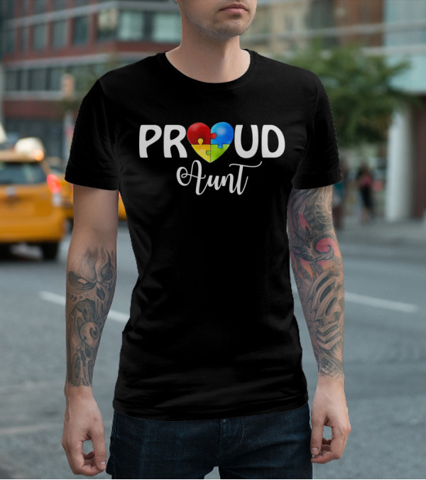 Proud Aunt Autism Puzzle Heart T-Shirt