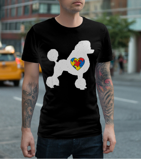 Poodle With Puzzle Heart Autism Awareness Day T-Shirt