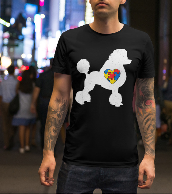 Poodle With Puzzle Heart Autism Awareness Day T-Shirt
