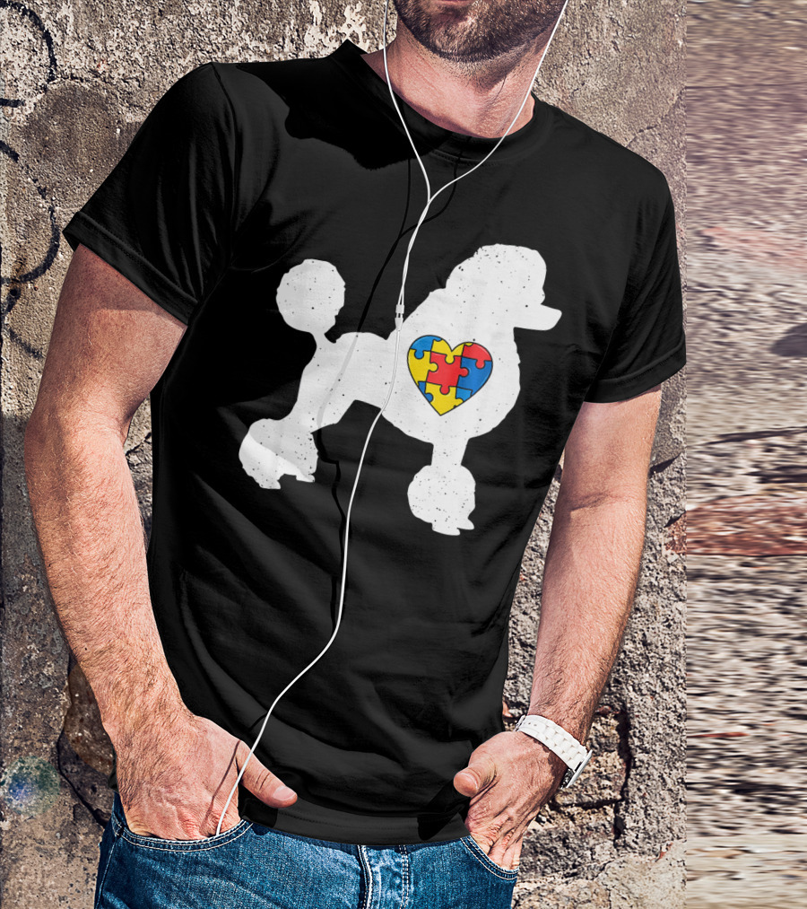 Poodle With Puzzle Heart Autism Awareness Day T-Shirt