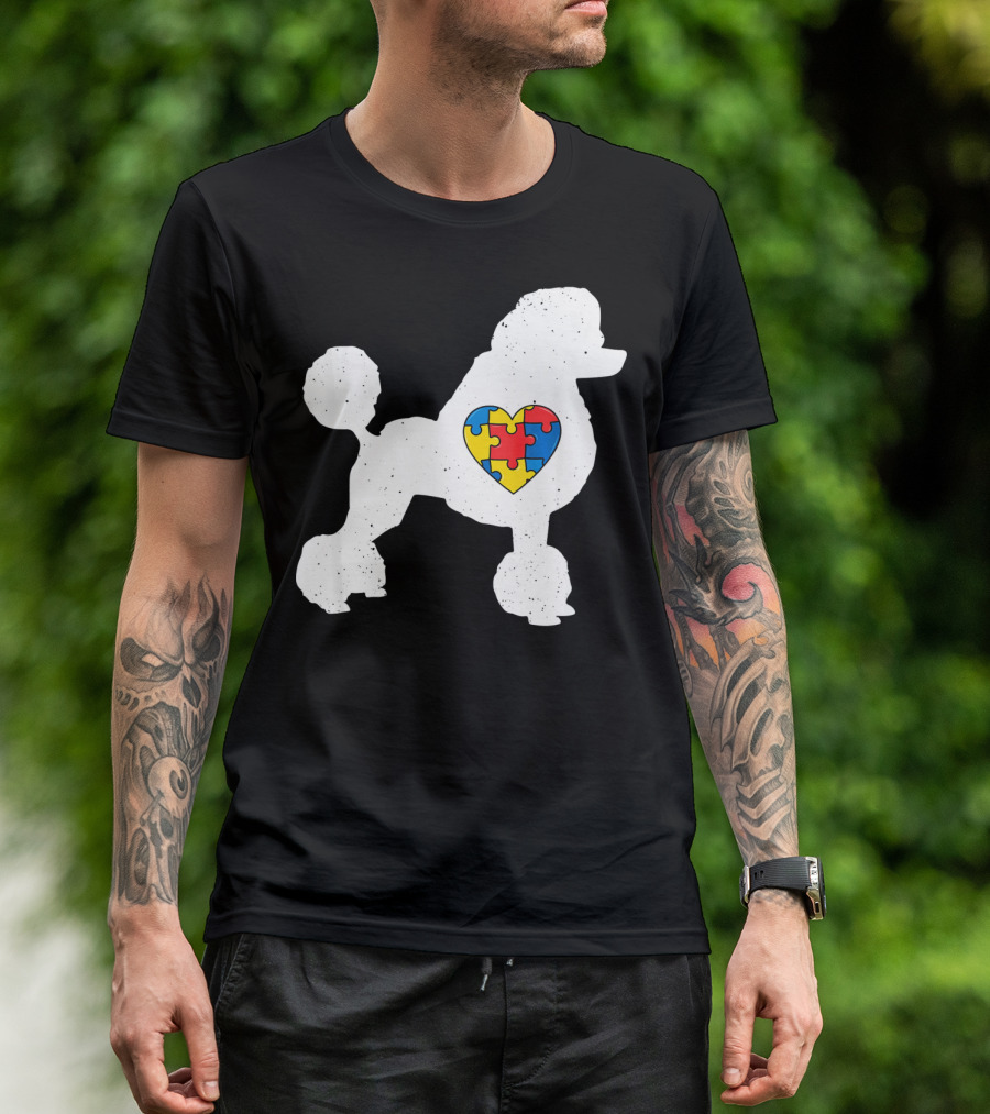Poodle With Puzzle Heart Autism Awareness Day T-Shirt