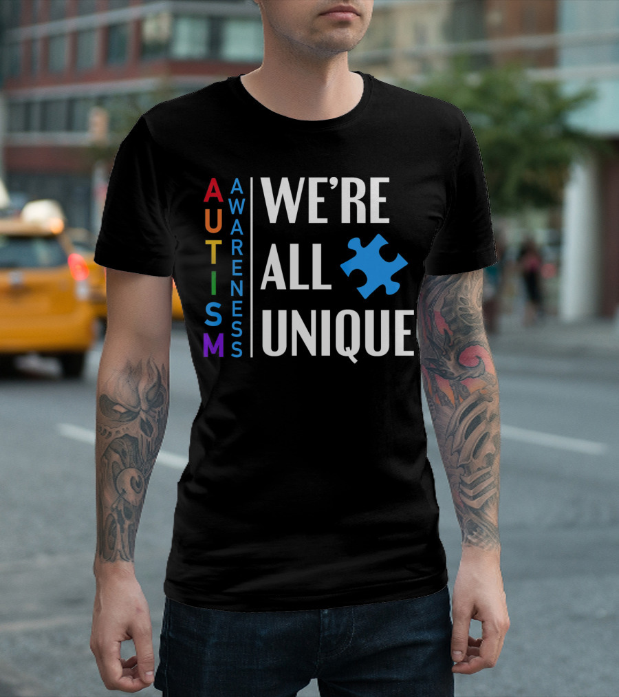 Autism Awareness We're All Unique Puzzle Piece T-Shirt