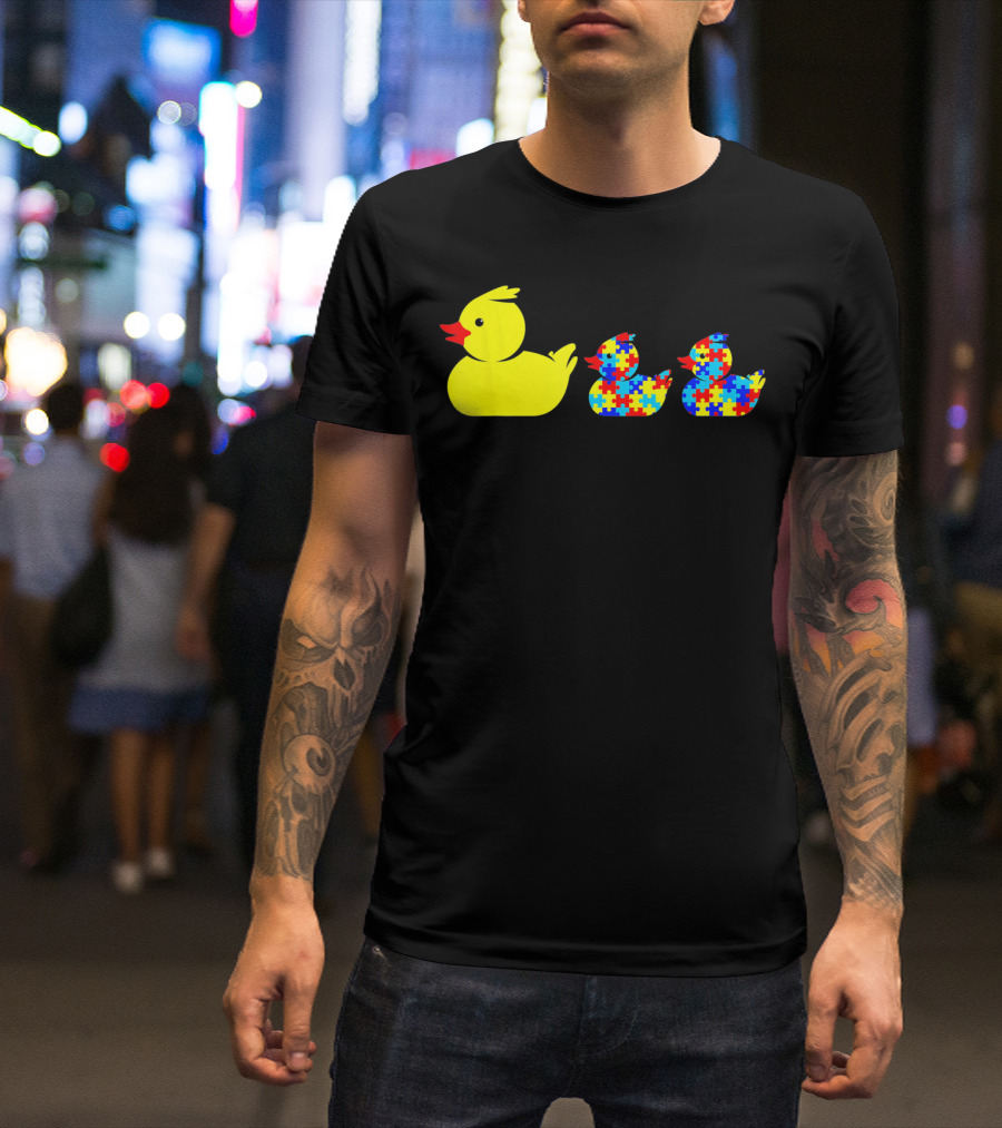 Duck Autism Awareness Puzzle Pattern Ducks T-Shirt