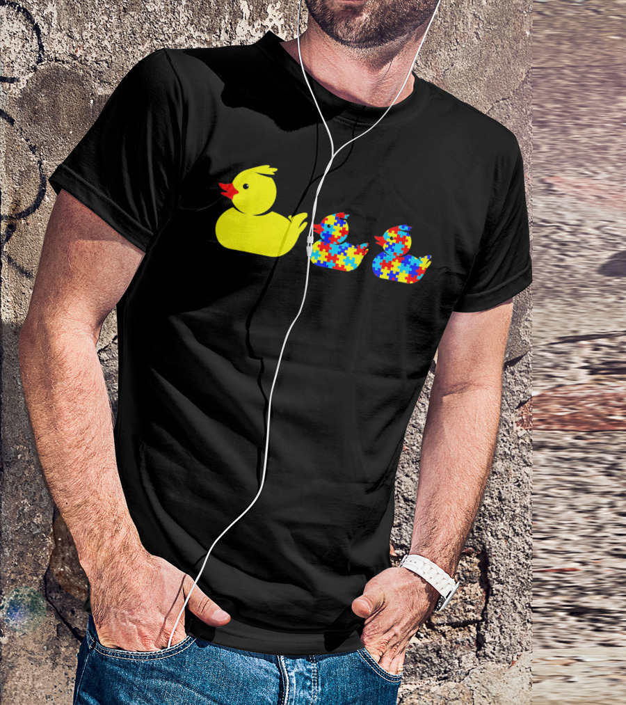 Duck Autism Awareness Puzzle Pattern Ducks T-Shirt