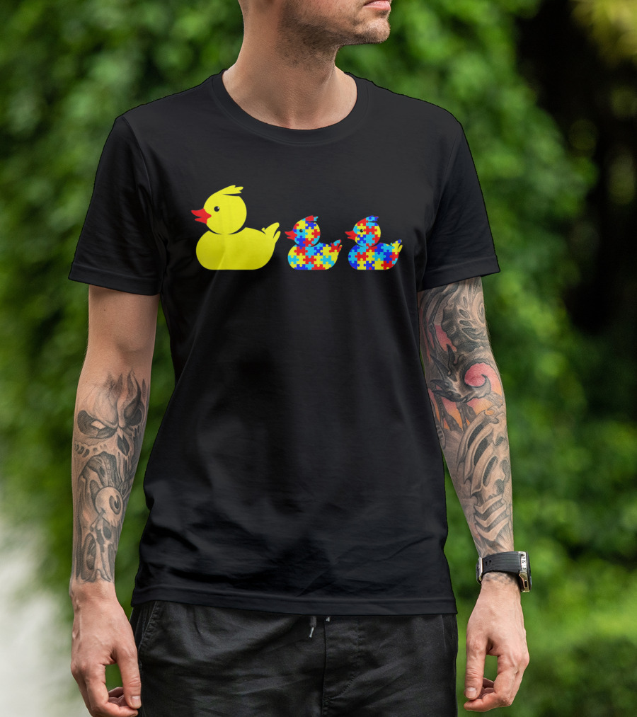 Duck Autism Awareness Puzzle Pattern Ducks T-Shirt
