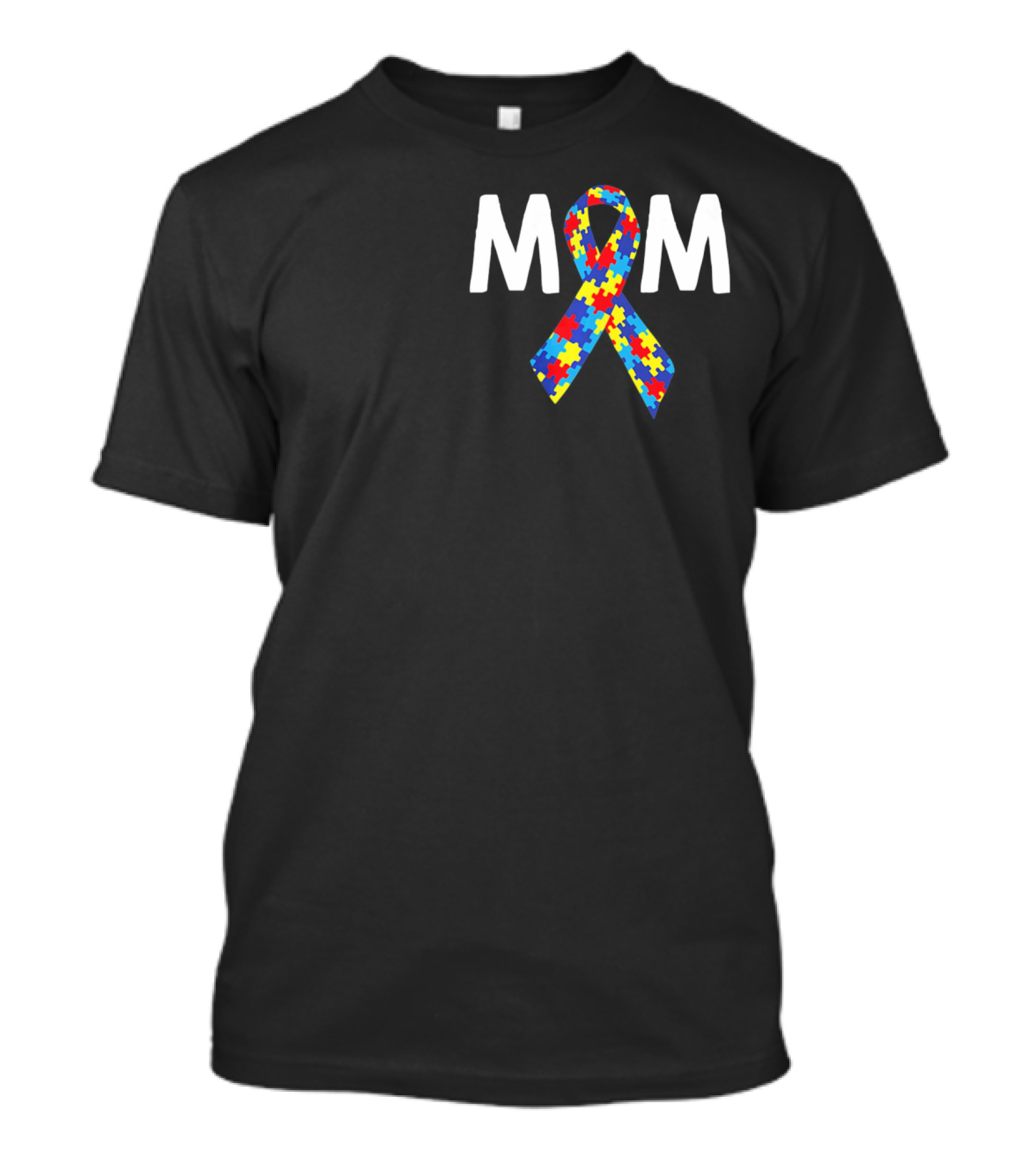 MOM Autism Puzzle Ribbon Awareness T-Shirt