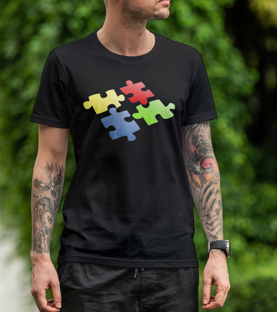 Autism Awareness Puzzle Pieces Colorful T-Shirt