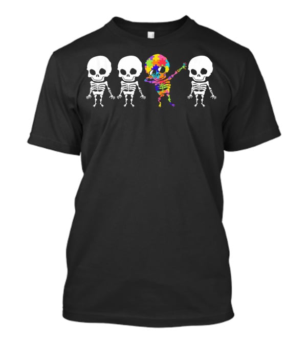 Kids Autism Awareness Puzzle Skeletons Dabbing T-Shirt