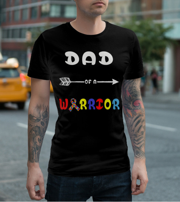 Dad Of A Warrior Autism Awareness Arrow Puzzle T-Shirt