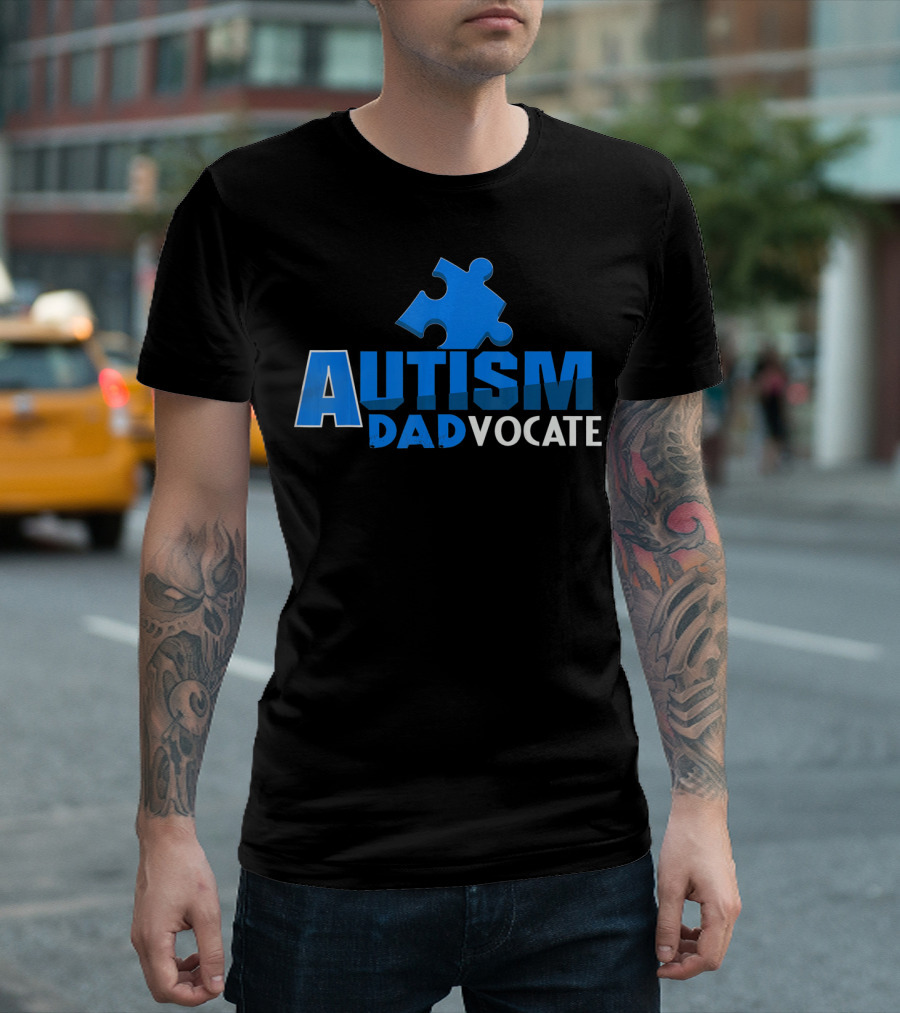Autism Awareness Puzzle Piece Autism Dadvocate T-Shirt