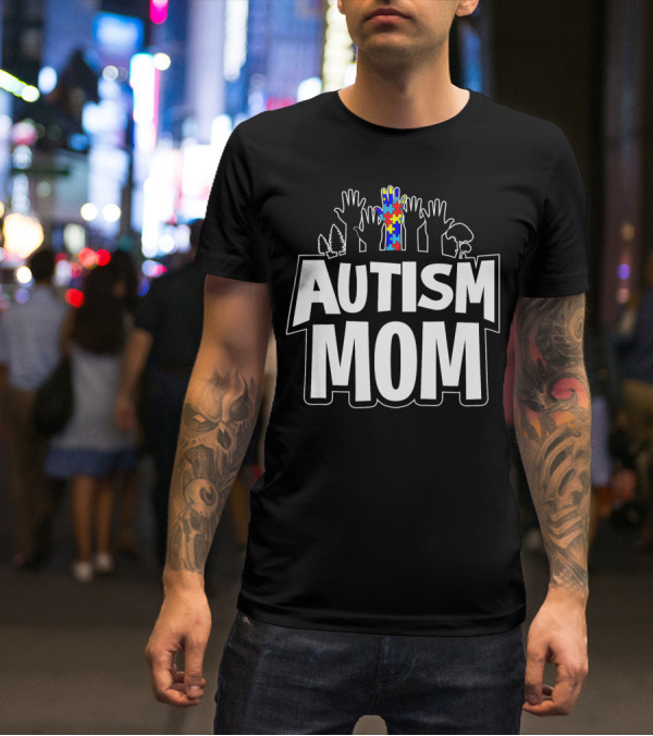 Autism Mom Awareness Puzzle Hands Forest T-Shirt