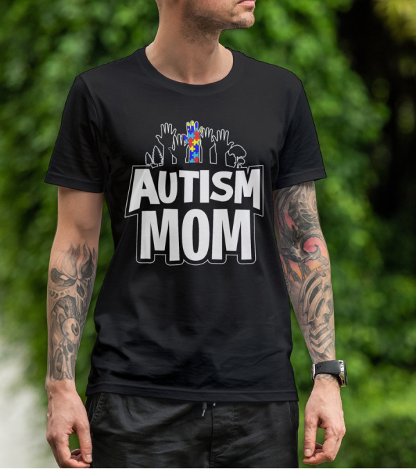 Autism Mom Awareness Puzzle Hands Forest T-Shirt