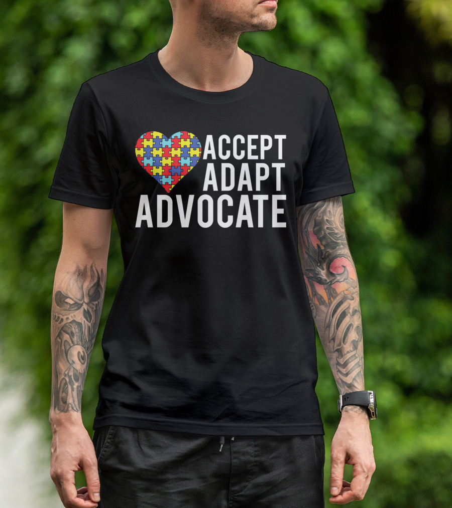 Autism Awareness Accept Adapt Advocate Puzzle Heart T-Shirt