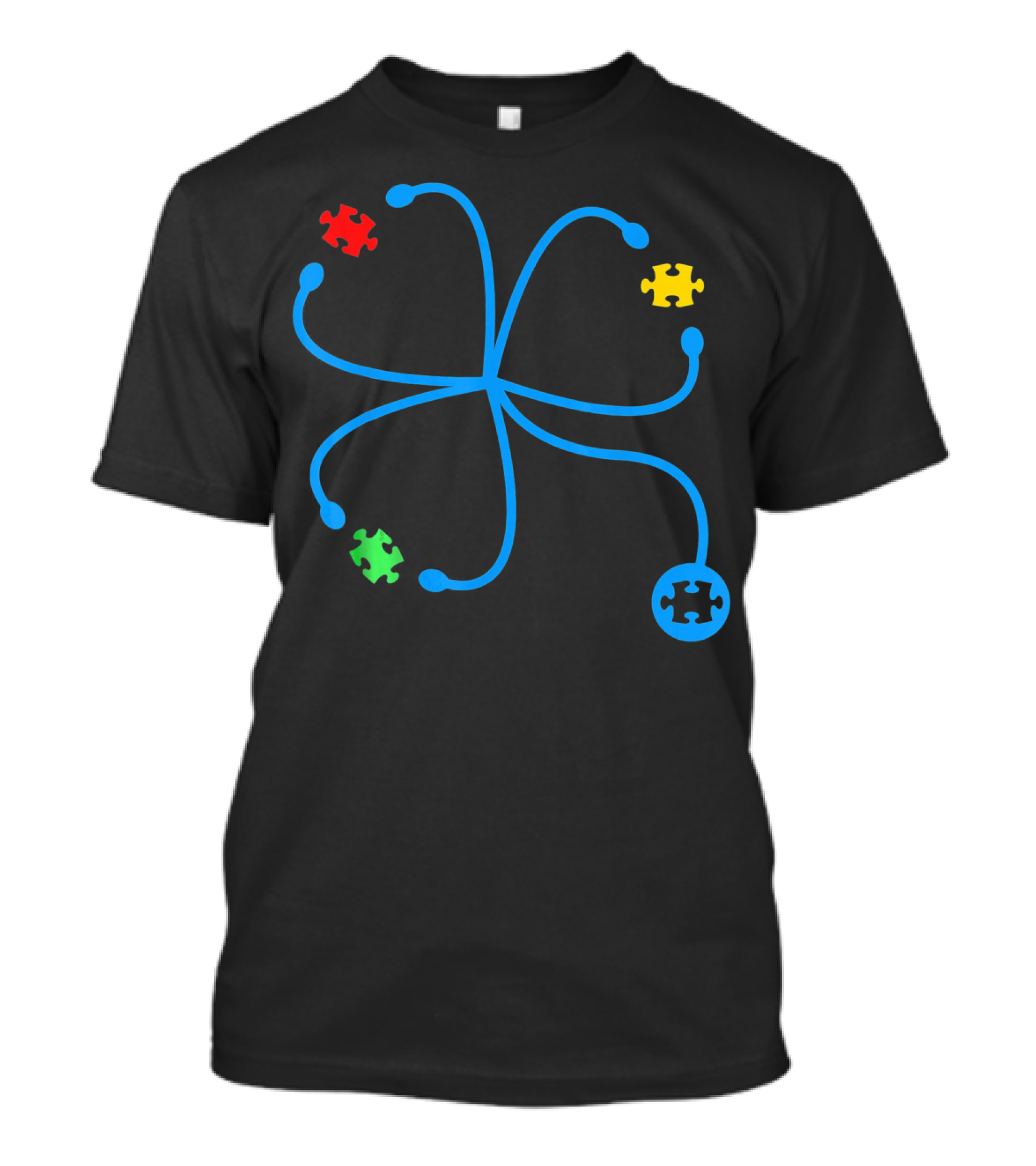 Nurse Autism Awareness Stethoscope Puzzle Piece Connection T-Shirt
