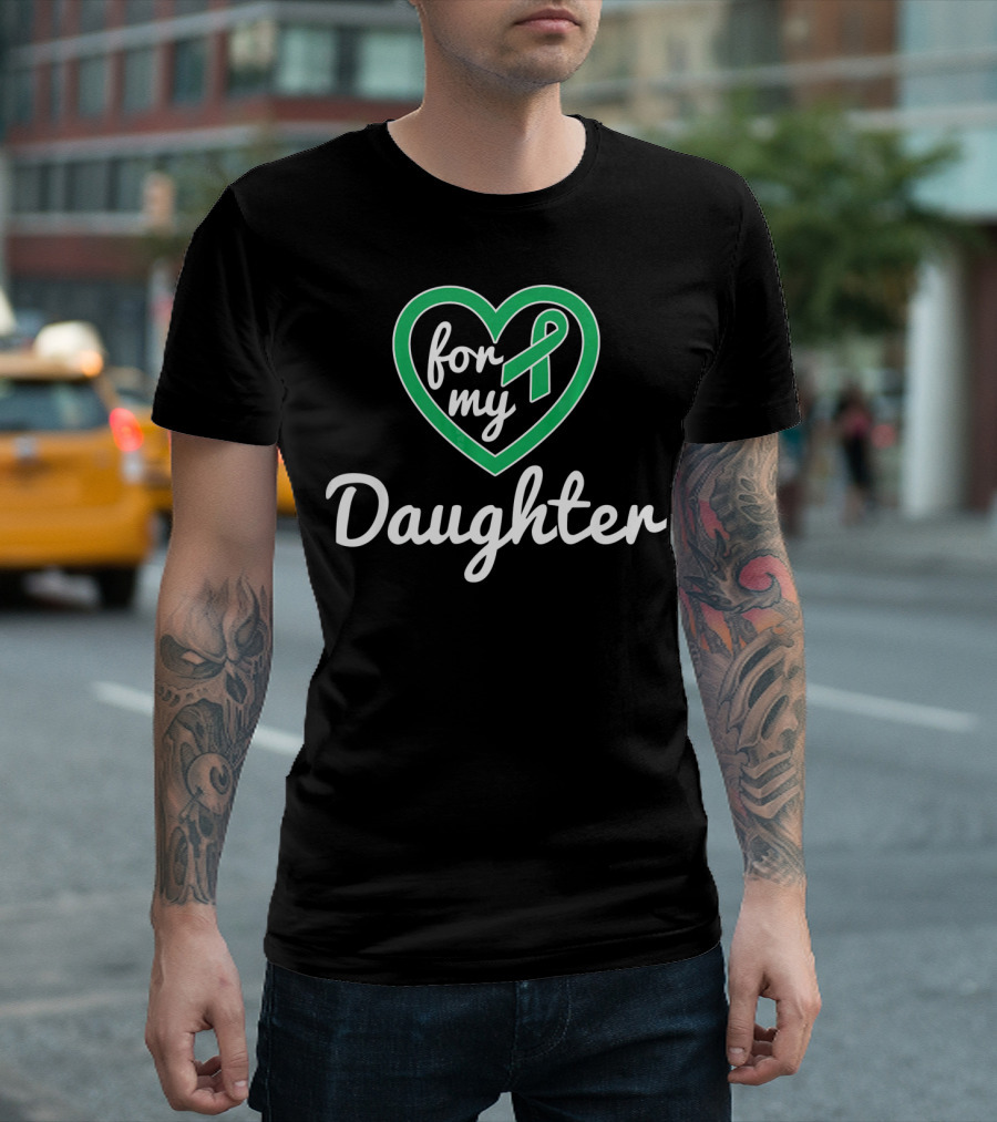 For My Daughter Liver Cancer Awareness Heart T-Shirt