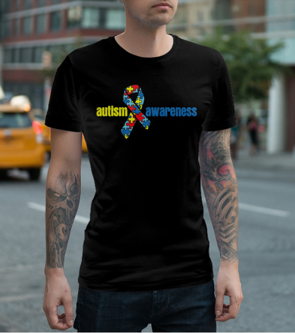 Autism Awareness Ribbon With Puzzle Pieces T-Shirt