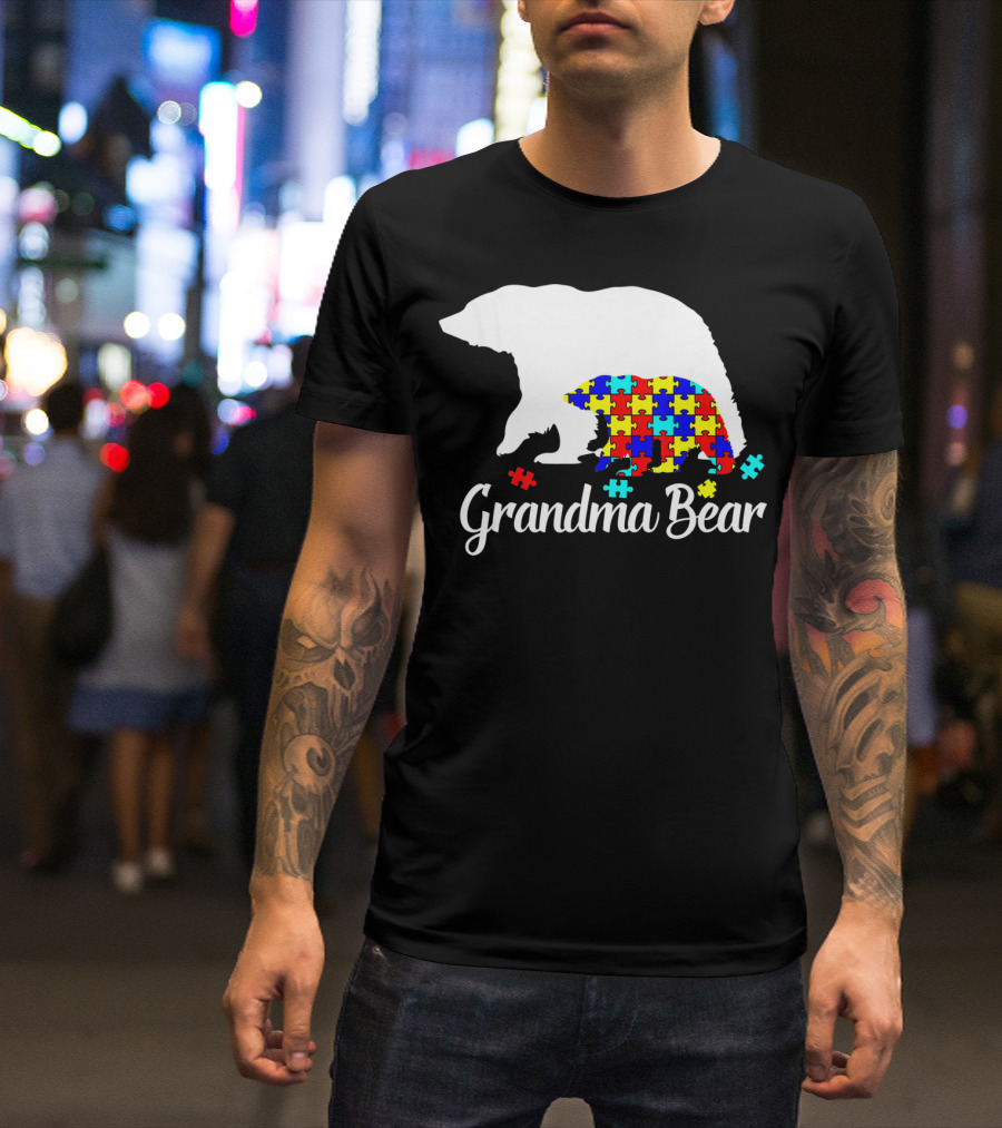 Grandma Bear Puzzle Autism Awareness Iconic T-Shirt