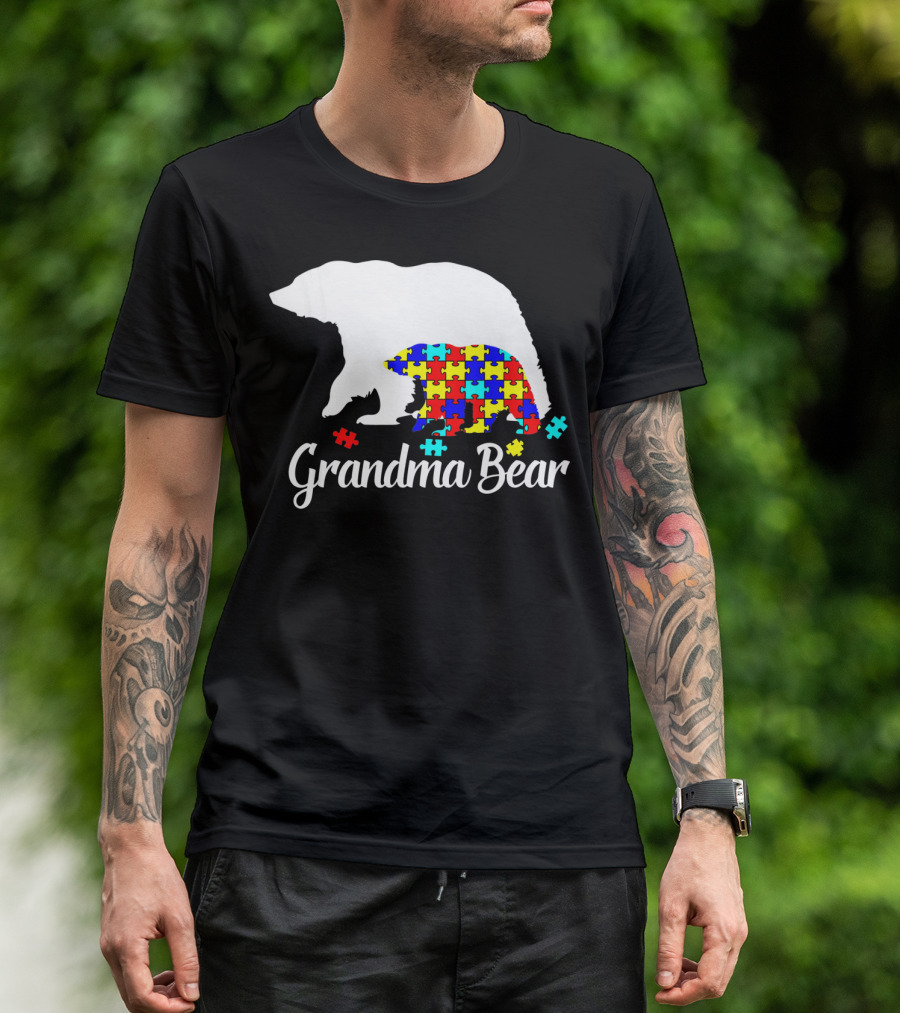 Grandma Bear Puzzle Autism Awareness Iconic T-Shirt
