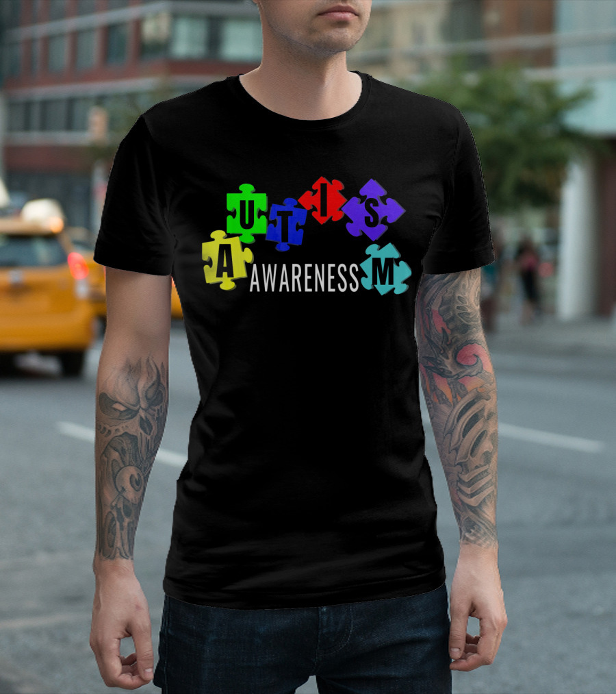 Autism Awareness Colorful Puzzle Pieces T-Shirt